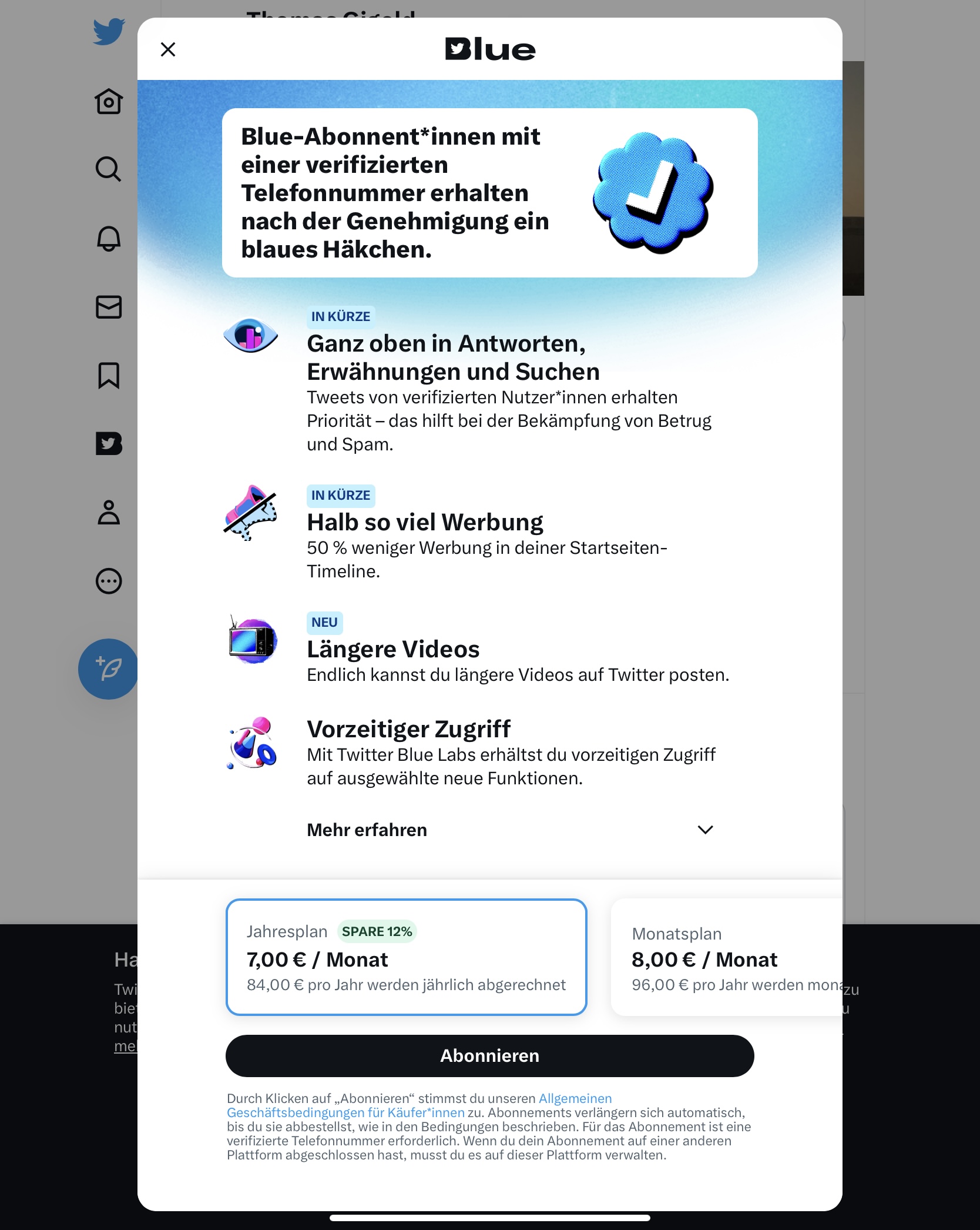 Twitter Blue is available in Germany